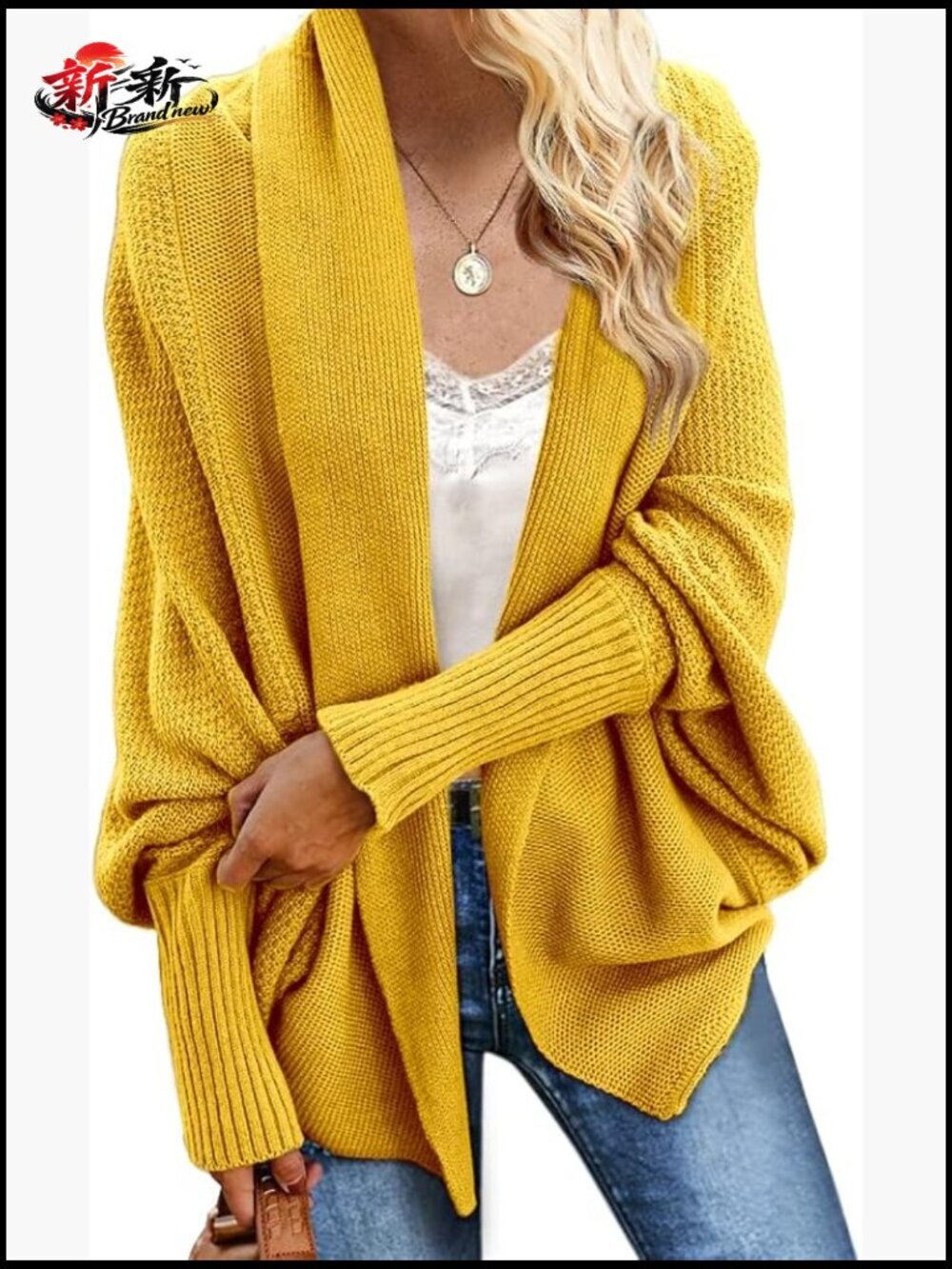 Oversized Batwing Cable Knit Cardigan Sweater - Slouchy Chunky Wrap